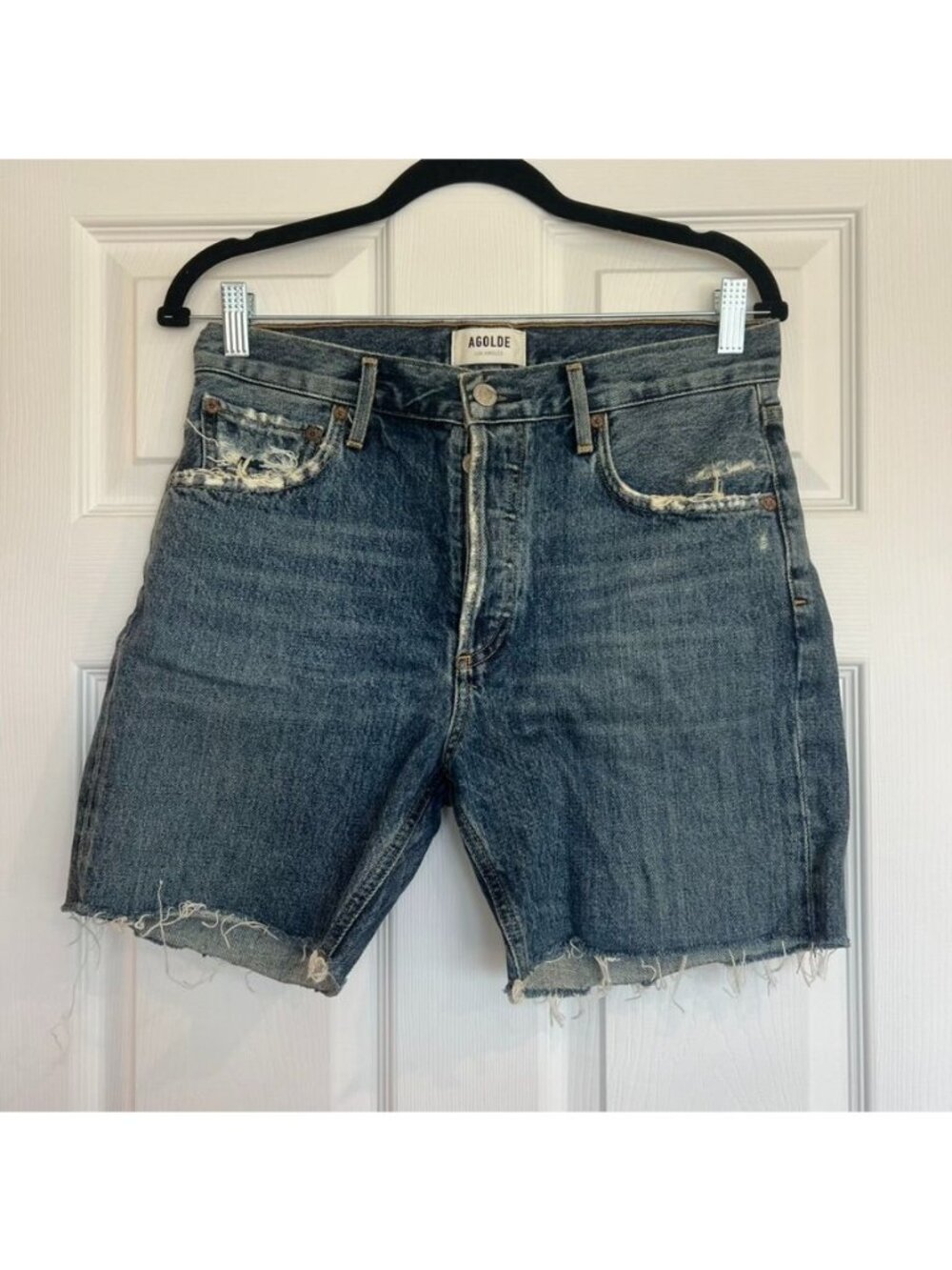 AGOLDE Mid Length High Waist Denim Shorts Size 27
